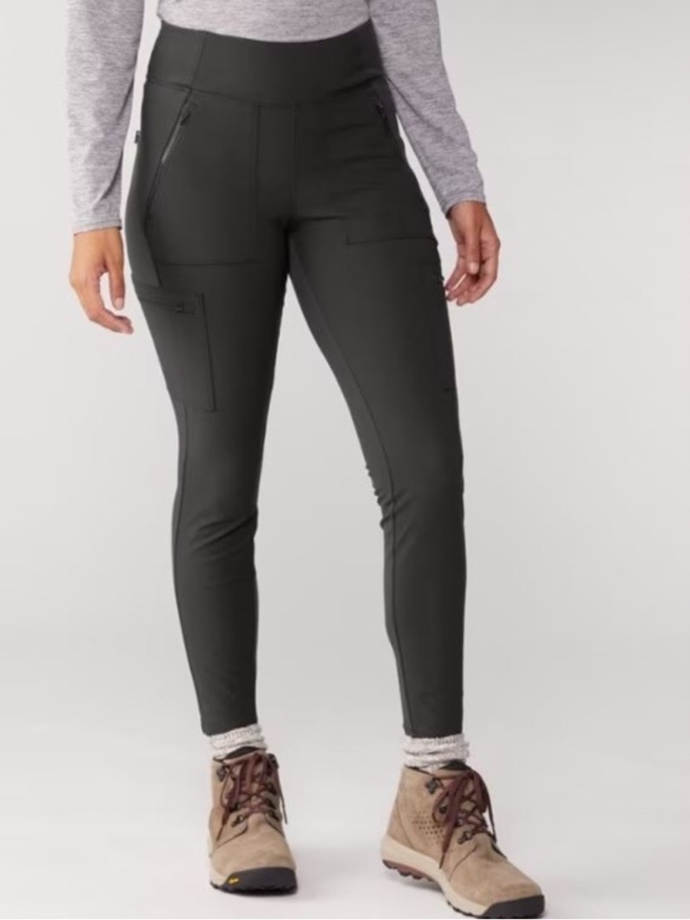 Athleta Grey Headlands Hybrid Cargo High-Rise Leggings Pants, Size 8P Women’s